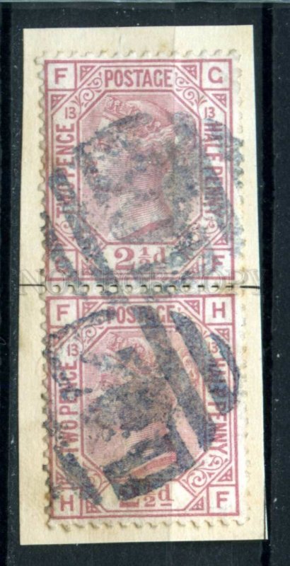 509602 Great Britain 1876 year Queen Victoria 21/2p used pair