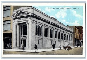 c1920's First National Bank Ottumwa Iowa IA Antique Unposted Postcard