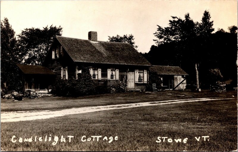Real Photo Postcard Candlelight Cottage in Stowe, Vermont~603