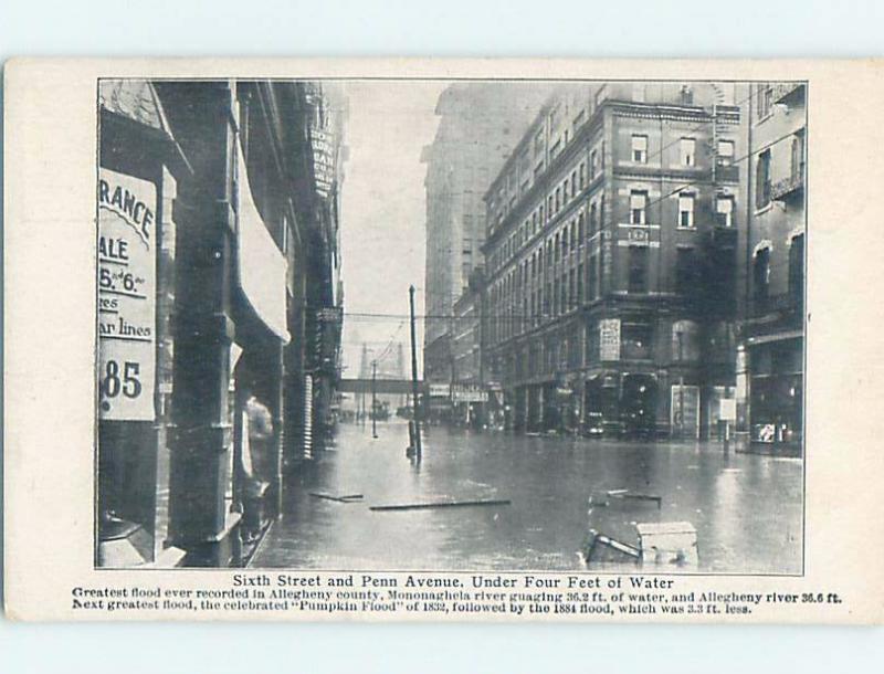 D-Back FLOODED STREETS CORNER OF SIXTH STREET & PENN AVENUE Pittsburgh PA ho3566