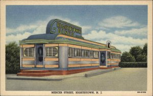 Hightstown New Jersey NJ Mercer Street Art Deco Diner Vintage PC - Nice Linen