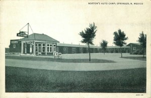 1930s Norton’s Auto Camp Motel, Gas, Springer New Mexico Vintage Postcard