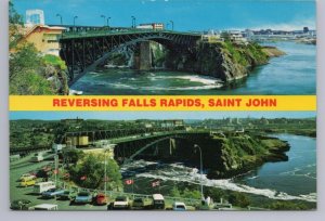 Bridge, Reversing Falls Rapids, Saint John, New Brunswick, Split View Postcard