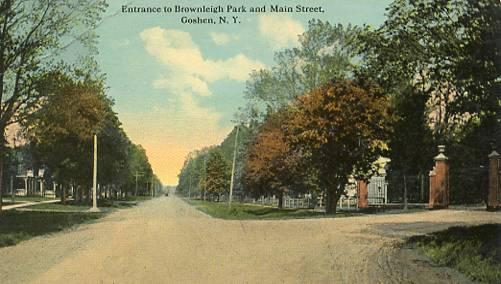 NY - Goshen, Entrance to Brownleigh Park & Main Street