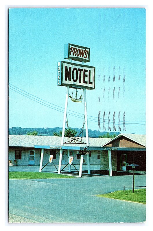 Prow's Motel Rochester Minnesota c1964 Postcard Sign