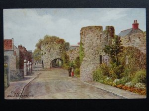 Pembrokeshire TENBY Walls & Five Arches c1930s A.R. Quinton Postcard by Salmon