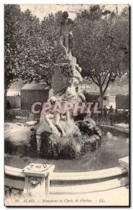 Alais Old Postcard Monument Claris de Florian