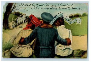 1911 Romance Boy And Two Girls Car Chambersburg PA Posted Antique Postcard