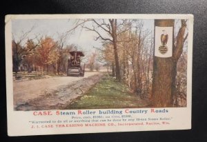 Mint USA Advertising Postcard CASE Steam Roller Building Country Roads