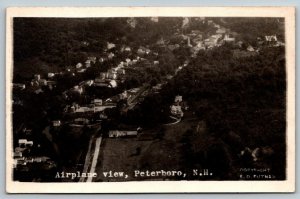 1923  RPPC Airplane View of Peterboro  New Hampshire  Postcard