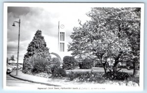 RPPC Hopwood Clock Tower PALMERSTON New Zealand Postcard