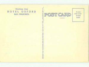 Unused Linen OXFORD HOTEL San Francisco California CA hr7262