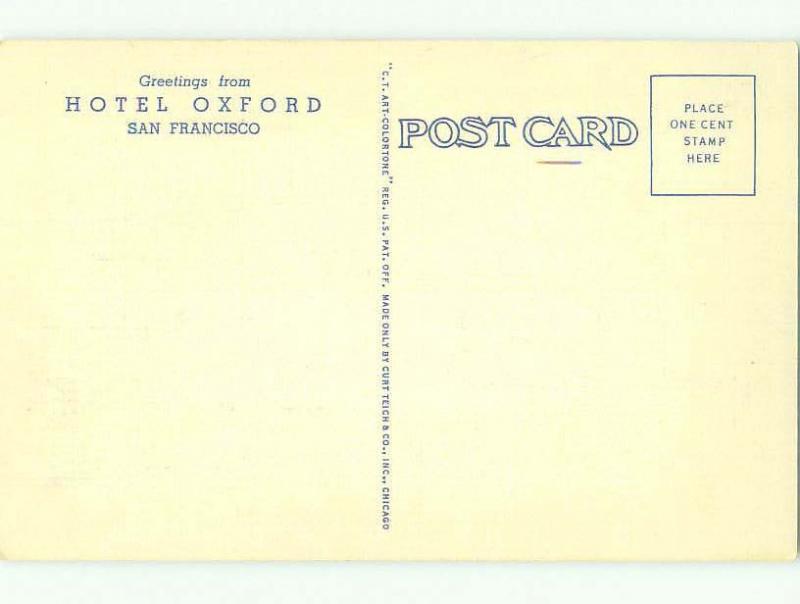 Unused Linen OXFORD HOTEL San Francisco California CA hr7262