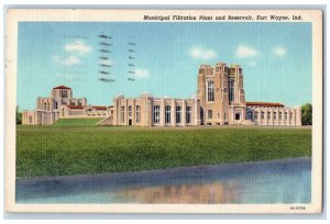 1952 Municipal Filtration Plant Reservoir Fort Wayne Indiana IN Vintage Postcard 