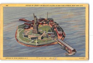 New York City NY Postcard 1950 Statue of Liberty on Bedloe's Island