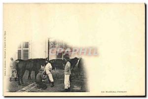 Old Postcard Horse Riding Equestrian The marshal shoeing Army