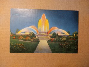 1940's Lake View Park Fountain at Night, Lorain, Ohio Linen Postcard