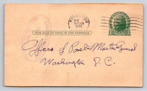 1932  Office of Postmaster General  Washington DC   Postcard