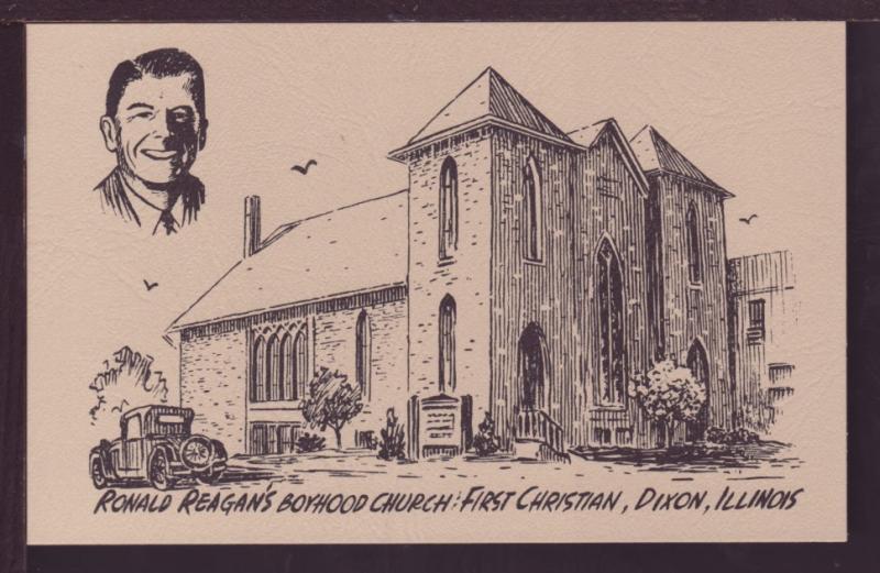 Ronald Reagan's Boyhood Church Dixon IL Post Card 3473