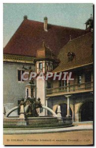 Old Postcard Colmar Fontaine Schwendi and old customs