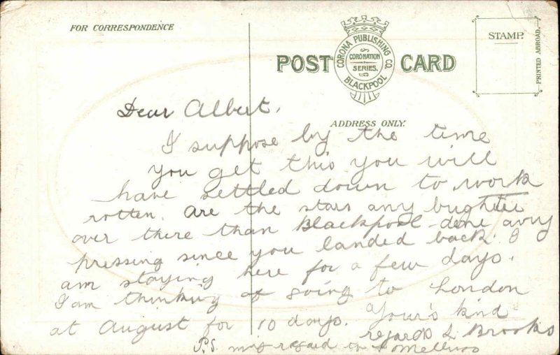 Blackpool England Eng Railroad Train Station Frame Border Vintage Postcard