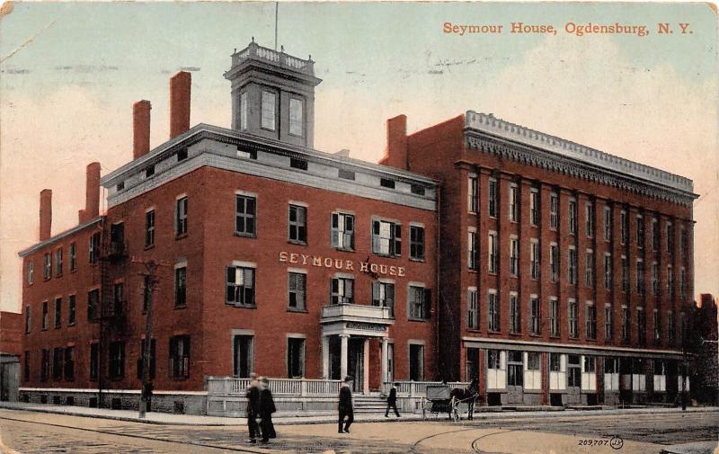 B87/ Ogdensburg New York NY Postcard 1910 Seymour House Hotel Building 1