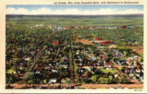 Wisconsin La Crosse View From Grandad Bluff Curteich
