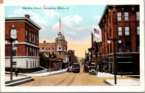 Postcard Shelden Street in Houghton, Michigan