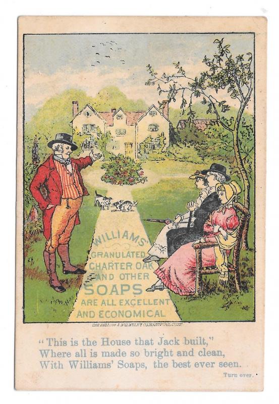 Victorian Trade Card Glastonbury CT D W Williams Soaps House That Jack Built