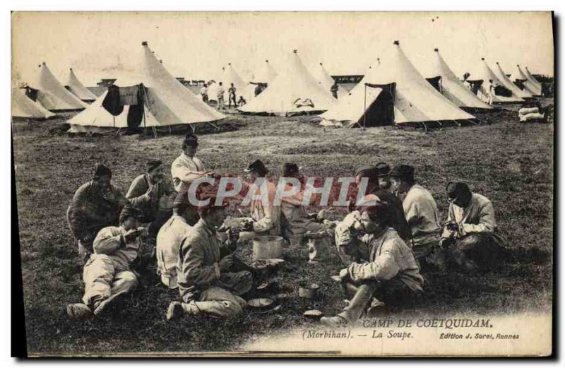 Old Postcard Army Camp Coetquidan Soup