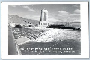 Glasgow Montana MT Postcard RPPC Photo Fort Peck Dam Power Plant 1954 Vintage