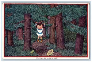 c1910's Little Boy Hanging Trees Frog Forest Whisper Oilette Tuck's Postcard