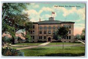 New Britain Connecticut Postcard High School Exterior View 1913 Vintage Antique