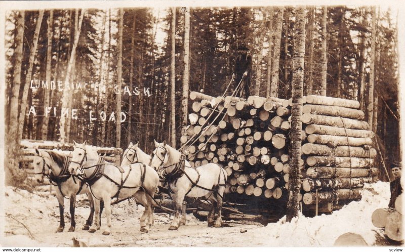 RP: Logging ,  A Fine Load, Saskatchewan , Canada , PU-1913 Prince Albert