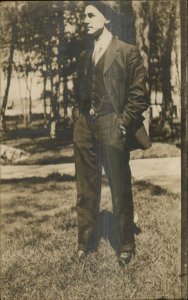 Man in Suit - Clifton Springs NY Cancel c1910 Real Photo Postcard