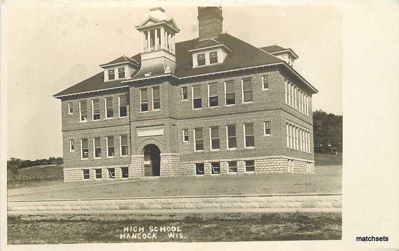 Circa 1910 HANCOCK, WISCONSIN High School postcard 3116