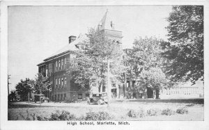 H39/ Marlette Michigan Postcard c1935 High School Building