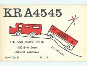 comic - QSL CB HAM RADIO CARD Oakland California CA t8716