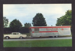 1958 CHEVROLET BEL AIR PHILLIPS 66 CAMPER VINTAGE ADVERTISING POSTCARD