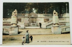 Beaune Walls Stairs of the Lion Basin c1910 Postcard I18