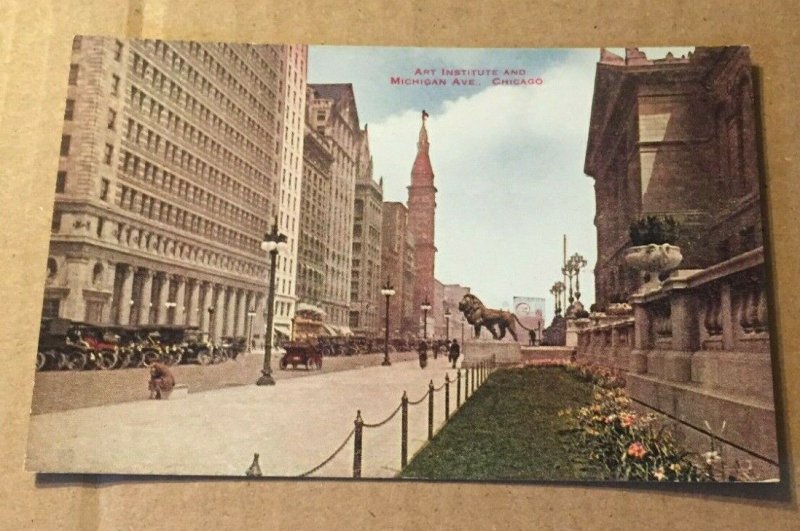 VINTAGE POSTCARD UNUSED ART INSTITUTE AND MICHIGAN AVE.  CHICAGO ILL.