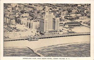 Aeroplane View, Half Moon Hotel Coney Island, NY, USA Amusement Park Unused 