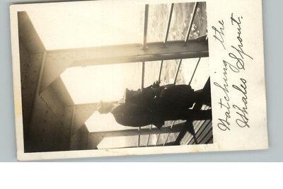 WHALE WATCHING SHIP Girl & Man Watch Whales c1910 RPPC