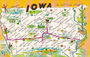 Greetings From Iowa With Map 1968