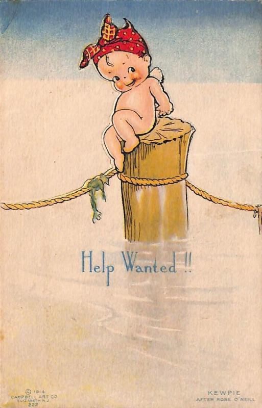 Rose O' Neill Kewpie Help Wanted!! Postcard