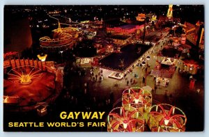 Seattle Washington WA Postcard World's Fair Gayway Night De Noche c1960 Vintage