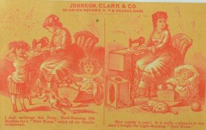 1880's New Home Sewing Machine Mom Children Noisy & Quiet Johnson Clark Co. P97
