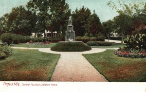 Vintage Postcard 1908 Central Fountain Soldiers Home Togus Maine Hugh C Leighton