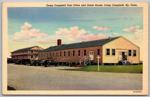 Camp Campbell Kentucky Tennessee 1940s WWII Postcard Post Office Guest House