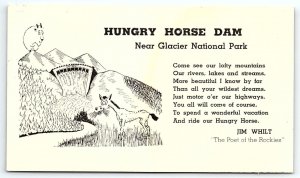 c1910 HUNGRY HORSE DAM MT NEAR GLACIER NATIONAL PARK UNDIVIDED POSTCARD P409